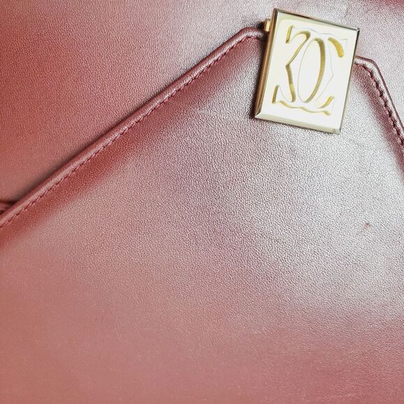 Cartier Bordeaux Shoulder Bag Double Flap Leather - Picture 11 of 16